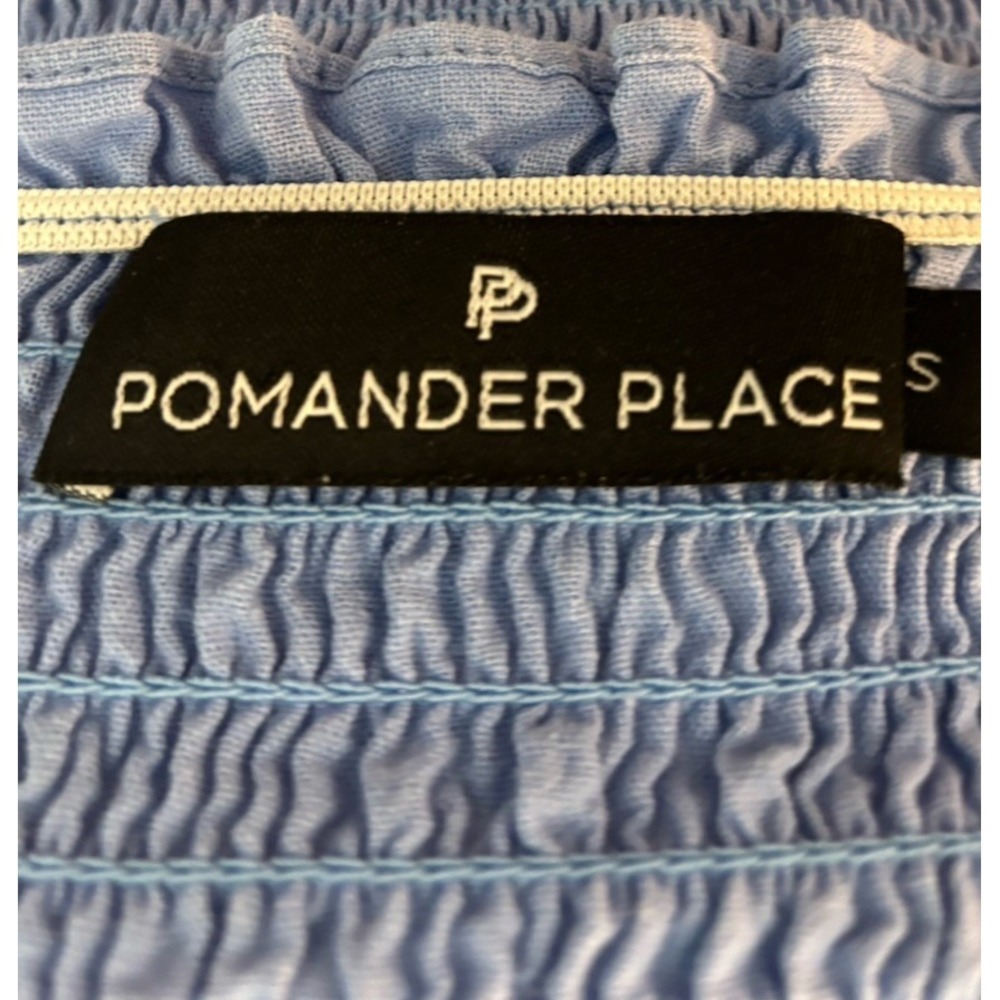 Pomander Place Tuckernuck Strapless Midi Dress Blue Smocked Women's Small - Picture 5 of 7